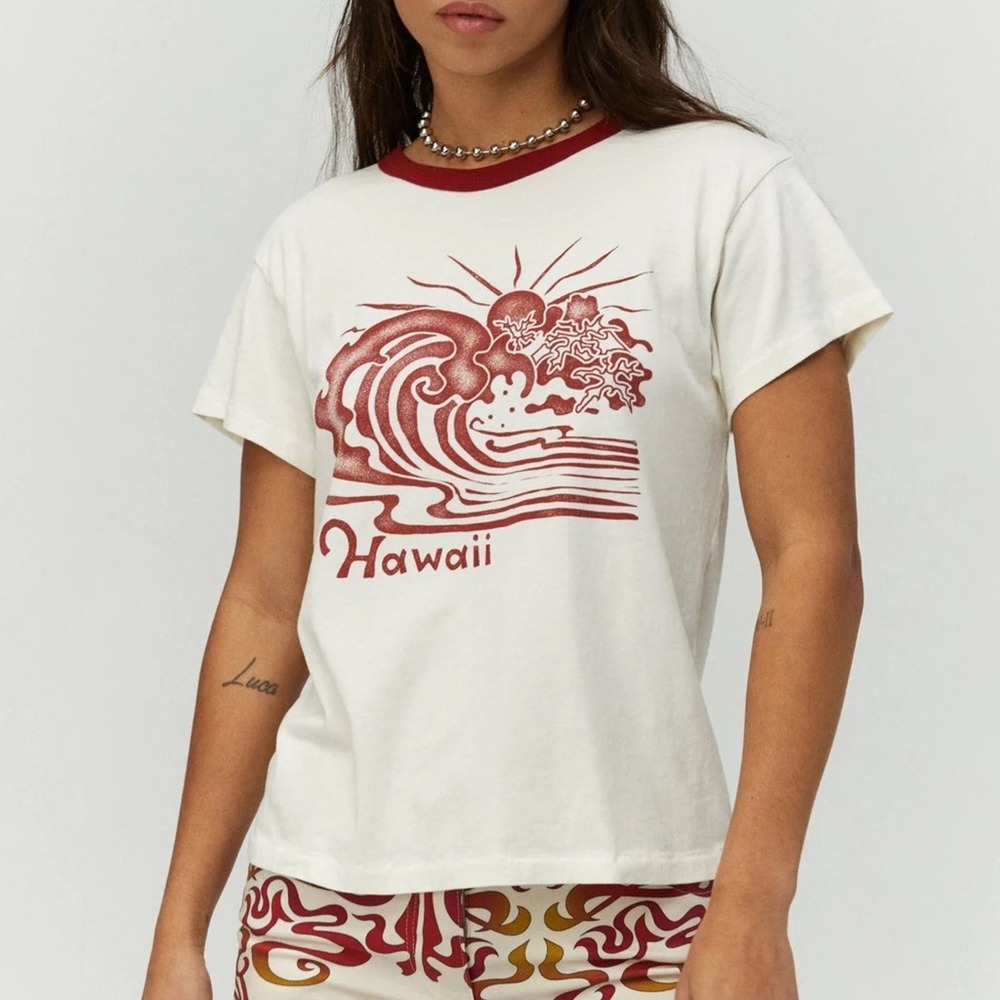 DAYDREAMER NWOT Hawaii Ringer Tour Graphic Tee Vintage Surf Beach Large